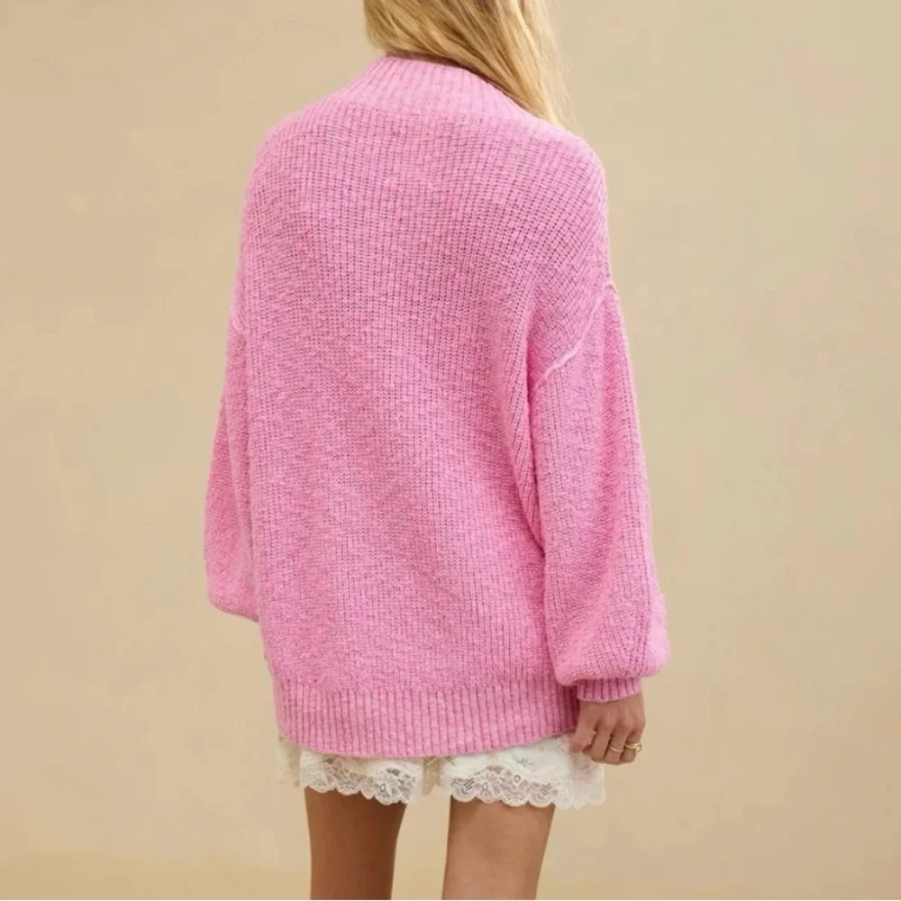 Aerie Hit the Spot Mockneck Pink Sweater, XL - Picture 2 of 7